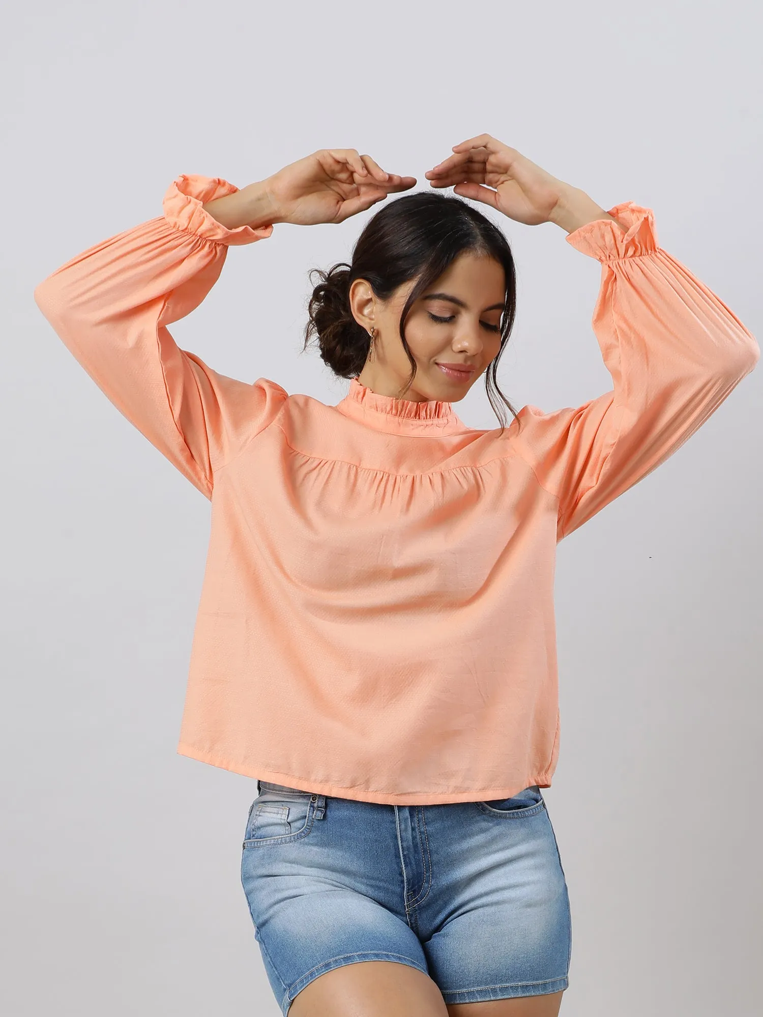 Glam Flare Coral Sleeve Top