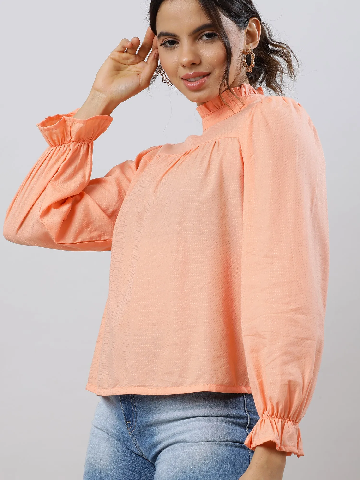 Glam Flare Coral Sleeve Top