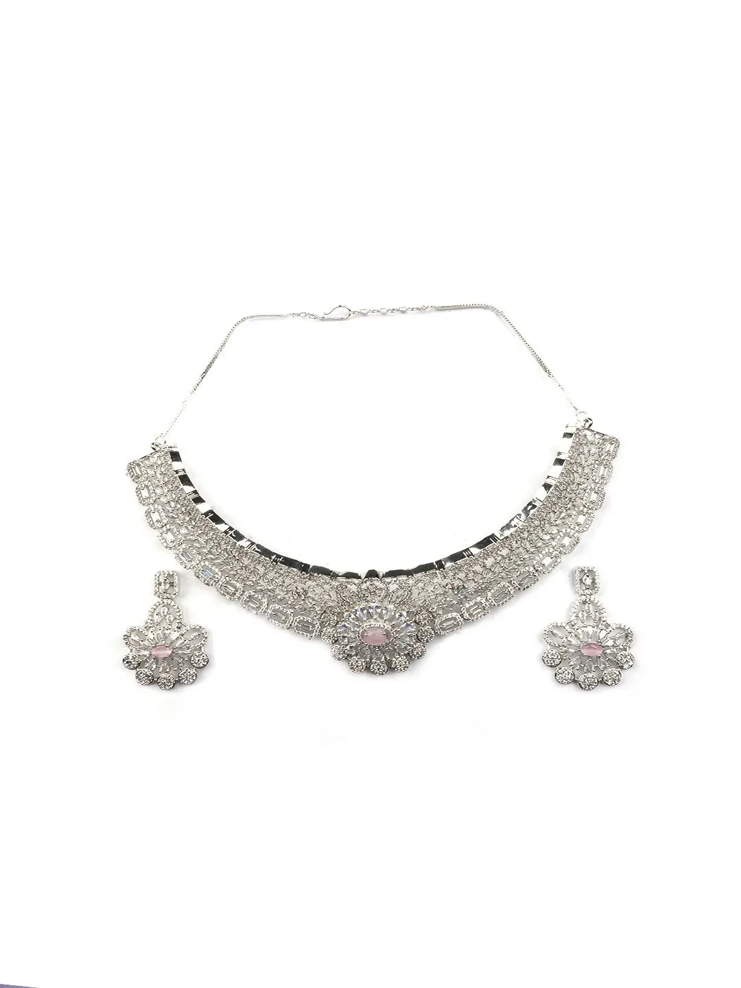 Glamorous Pink Designer AD Choker Set