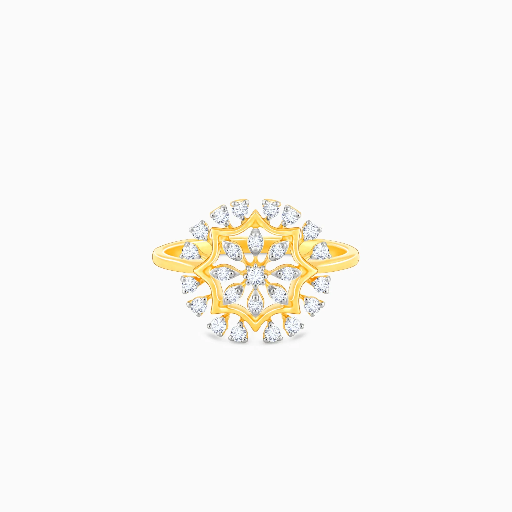 Gold Glamorous Floral Diamond Ring