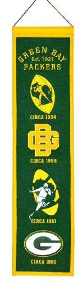 Green Bay Packers Winning Streak Past Mascot Green Wool Heritage Banner (8"x32")