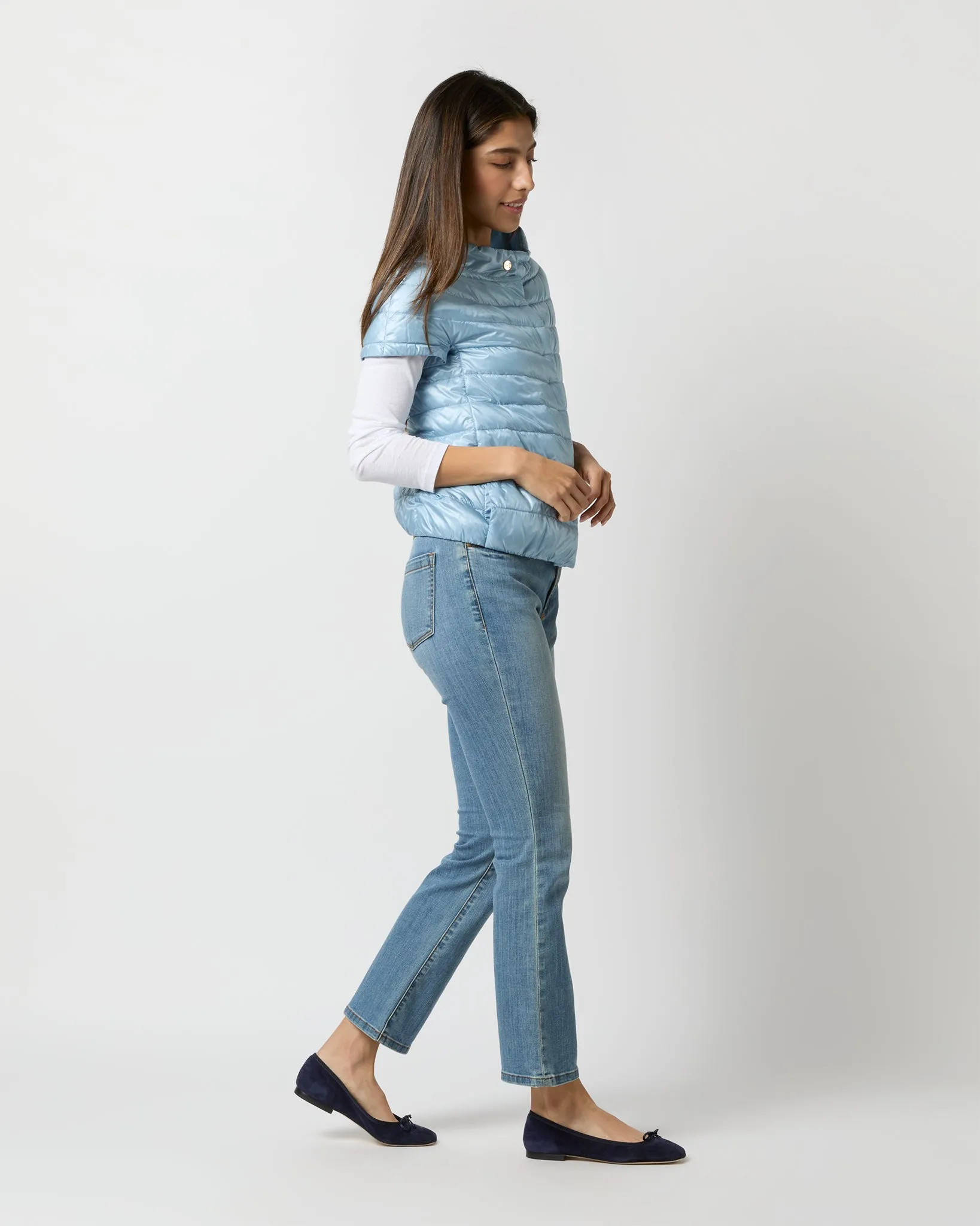 Greta Cap-Sleeve Jacket in Celeste Blue