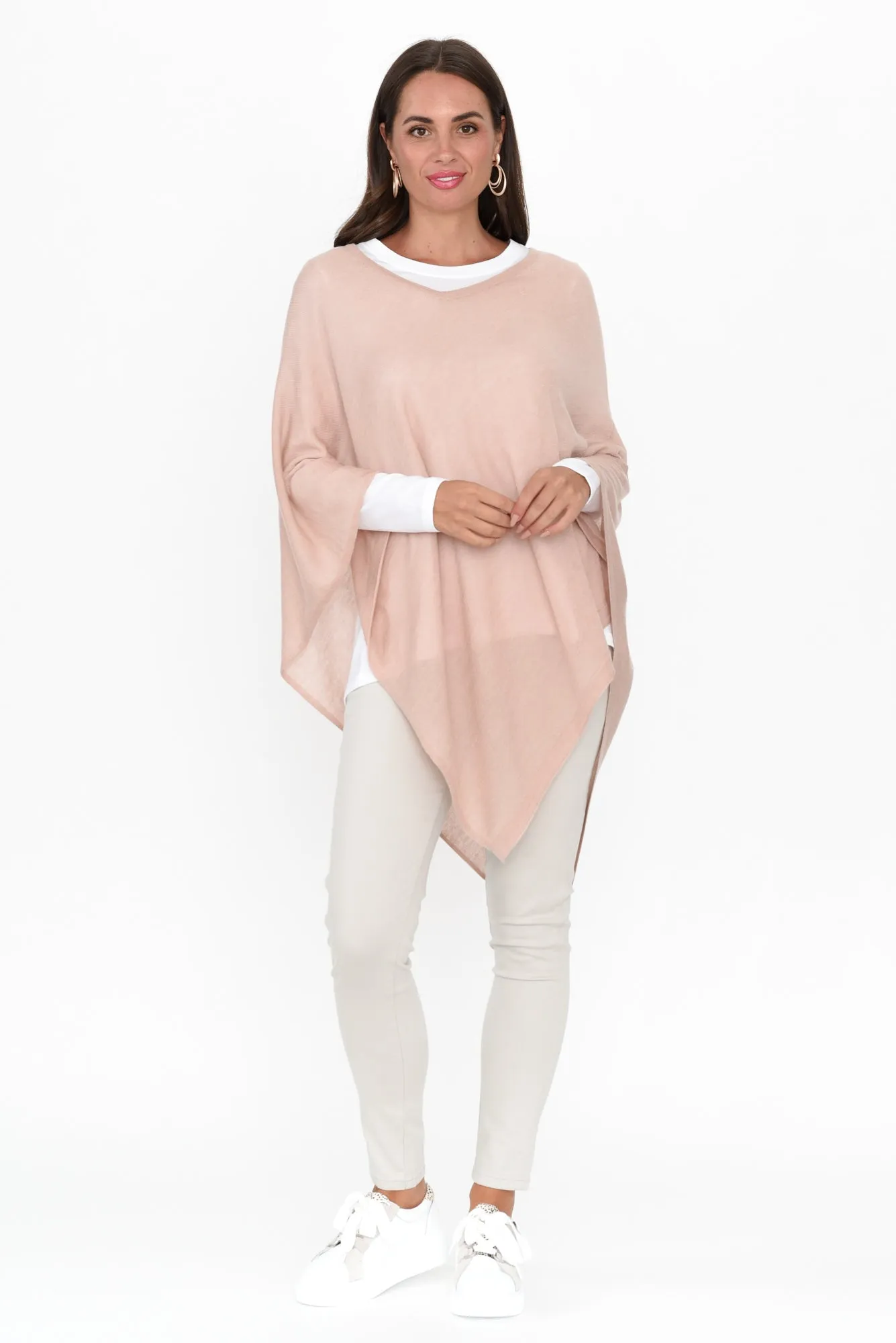 Haly Pink Wool Blend Poncho