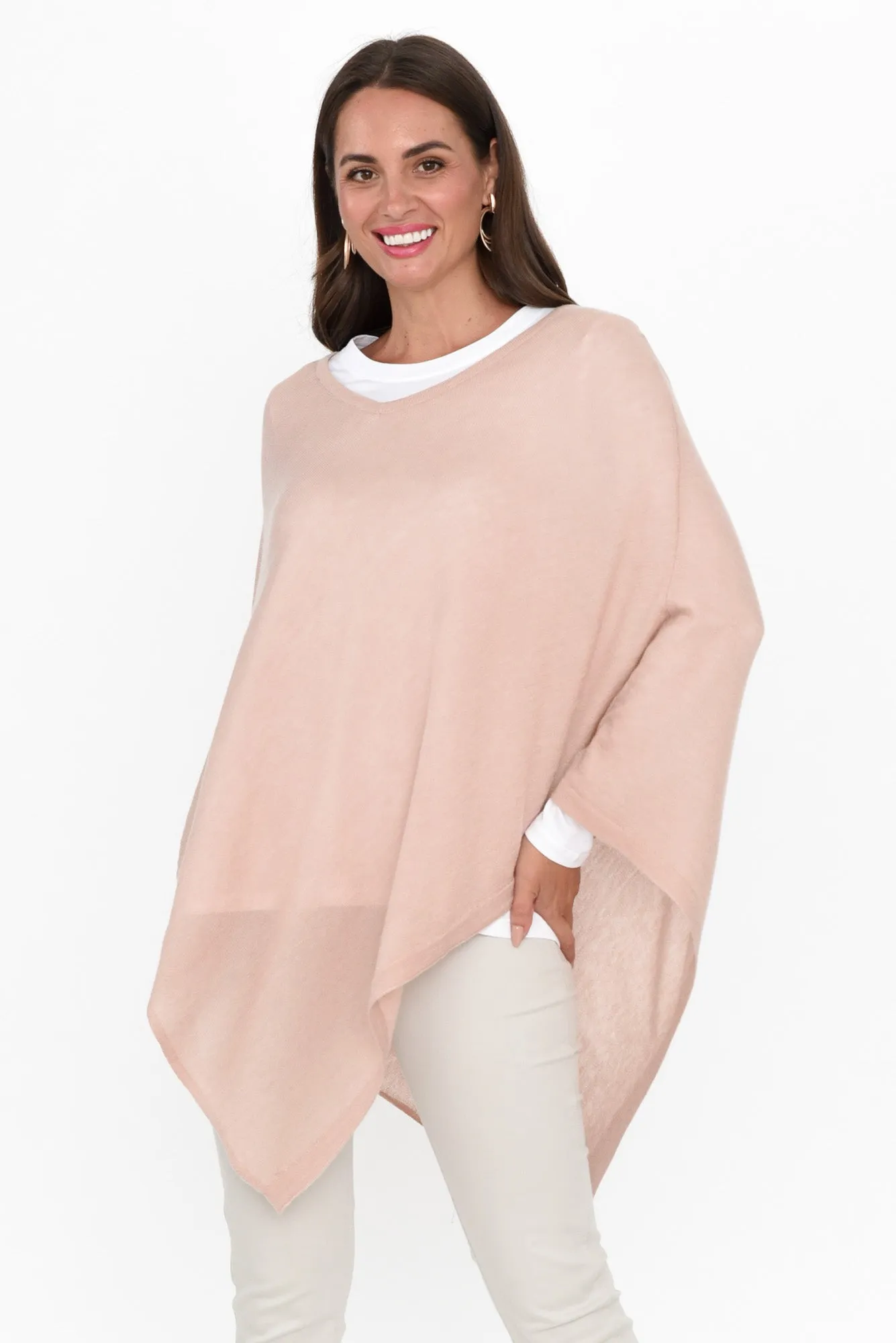 Haly Pink Wool Blend Poncho