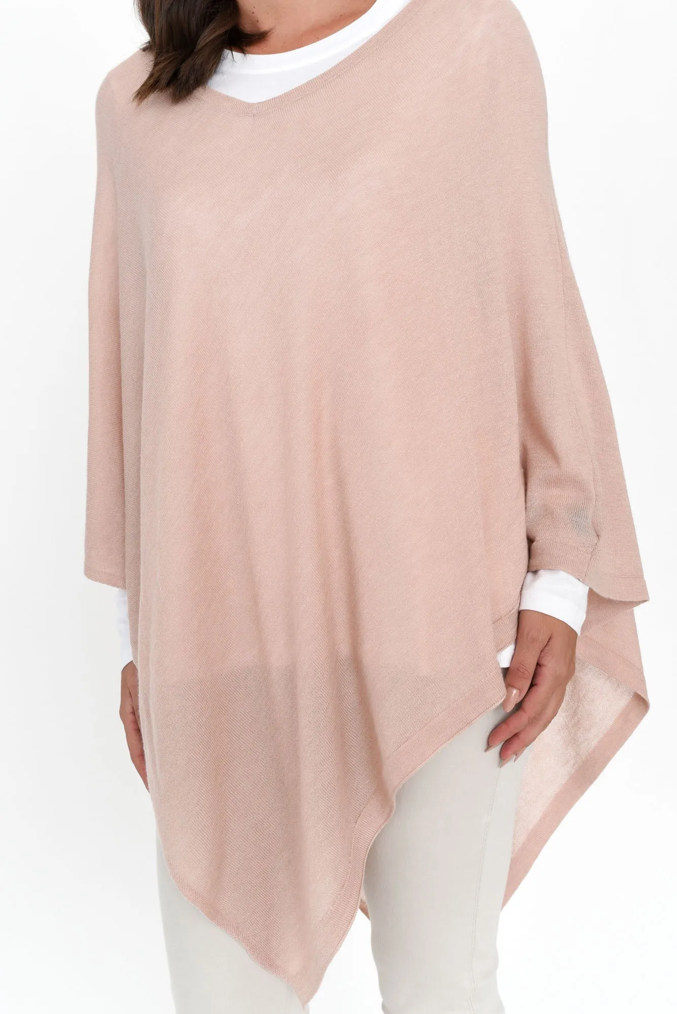 Haly Pink Wool Blend Poncho