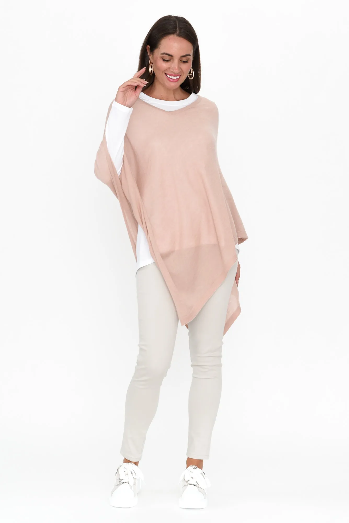 Haly Pink Wool Blend Poncho