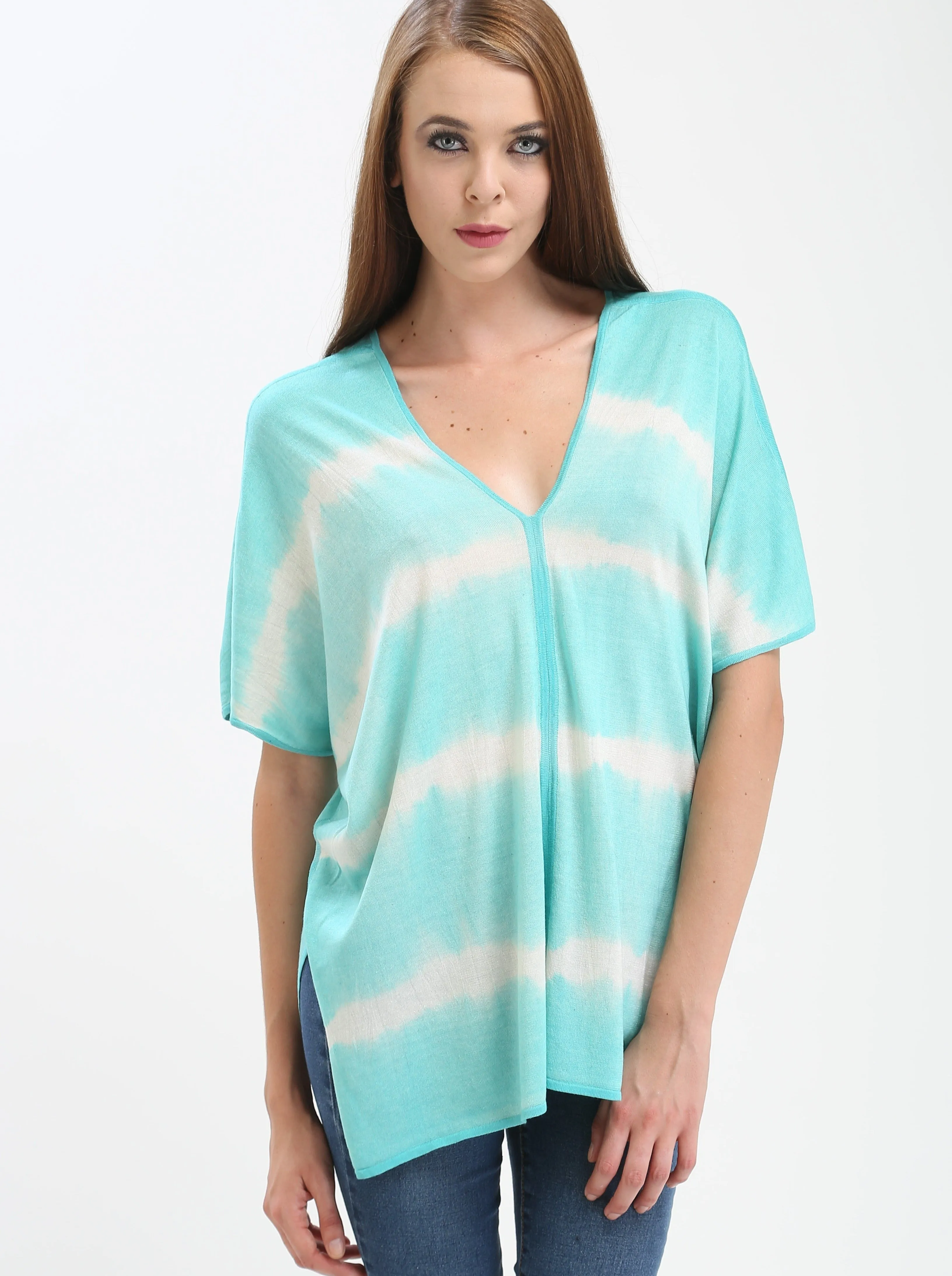 Hand Dye DBL V Neck Poncho Tee