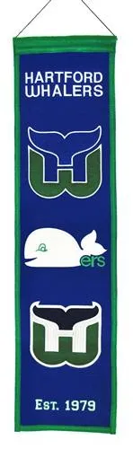 Hartford Whalers Winning Streak Past Mascots Wool Heritage Banner (8"x32")