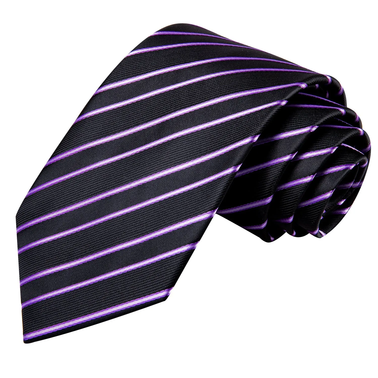 Hi-Tie Black Pink Striped Tie Pocket Hanky Cufflinks Wedding Brooch.