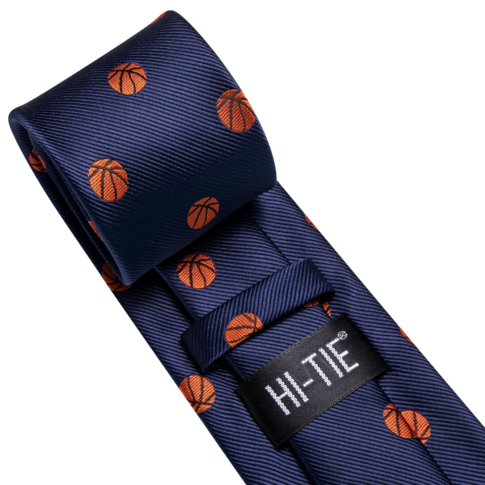 Hi-Tie Deep Blue Novelty Baseball Pattern Silk Mens Tie Handkerchief Cufflinks Set