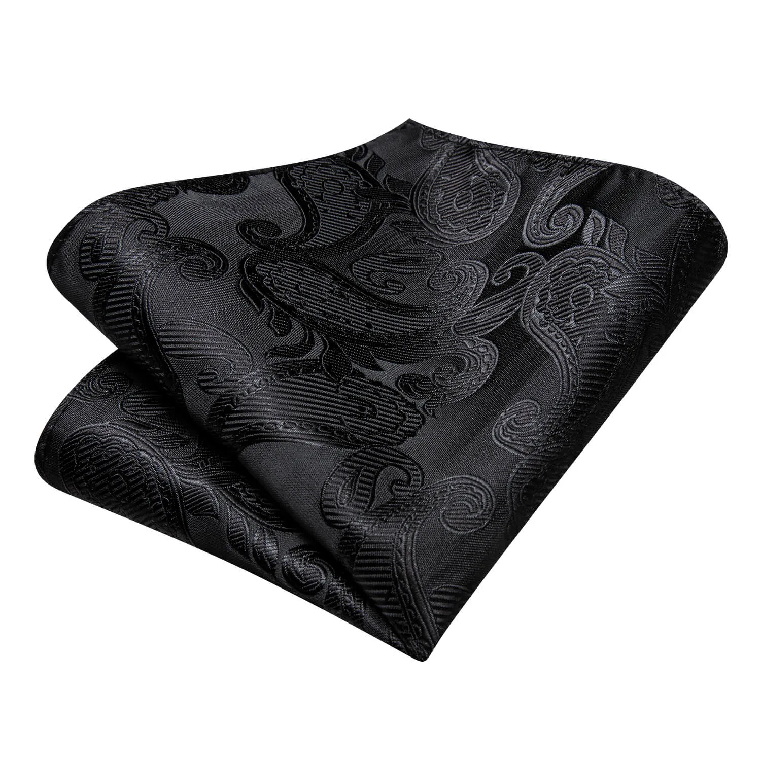 Hi-Tie Paisley Tie Black Silk Necktie for Men