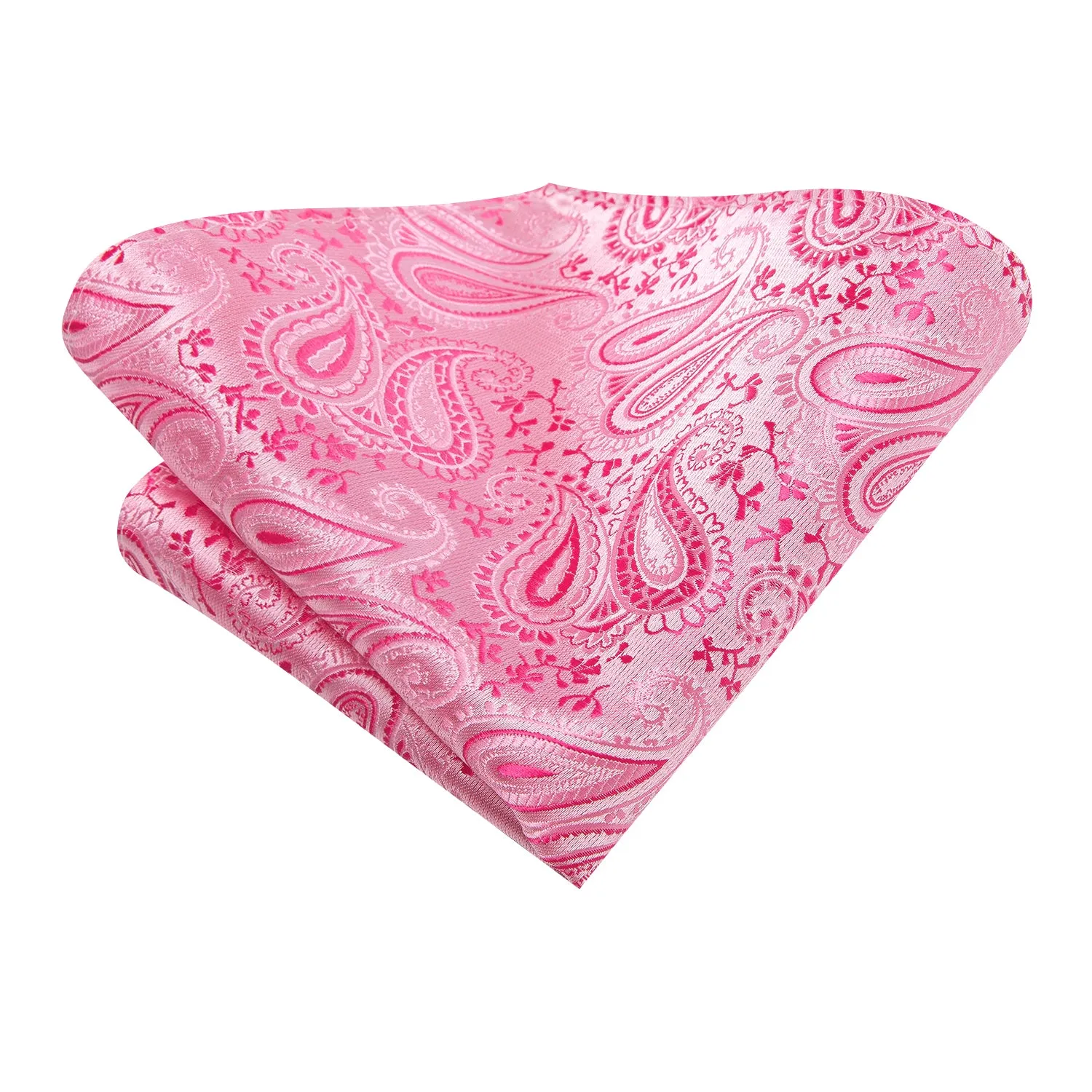 Hi-Tie Pink Paisley 67 Inch Extra Long Tie Handkerchief Cufflinks Set