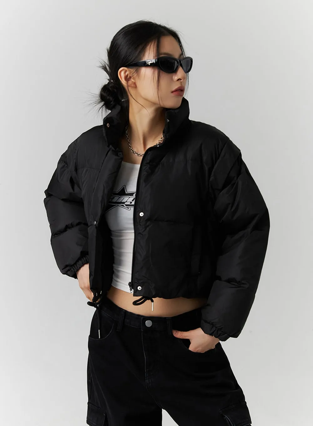 High Collar Crop Puffer Jacket ID306