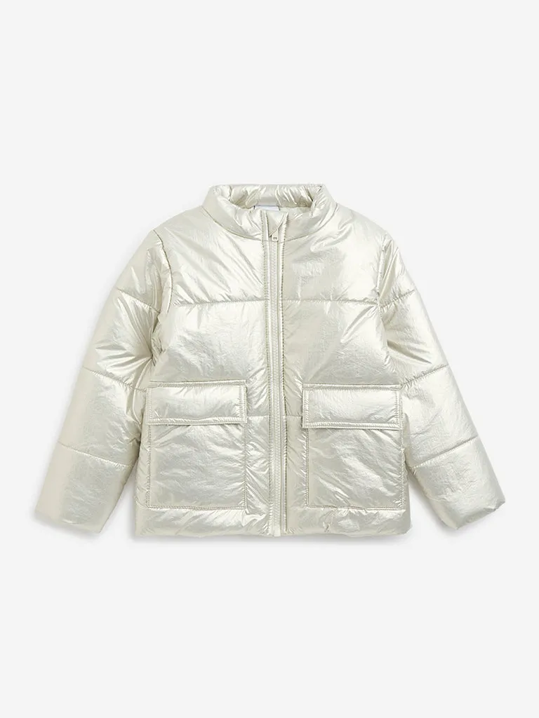 HOP Kids Light Gold Quilted Puffer Jacket