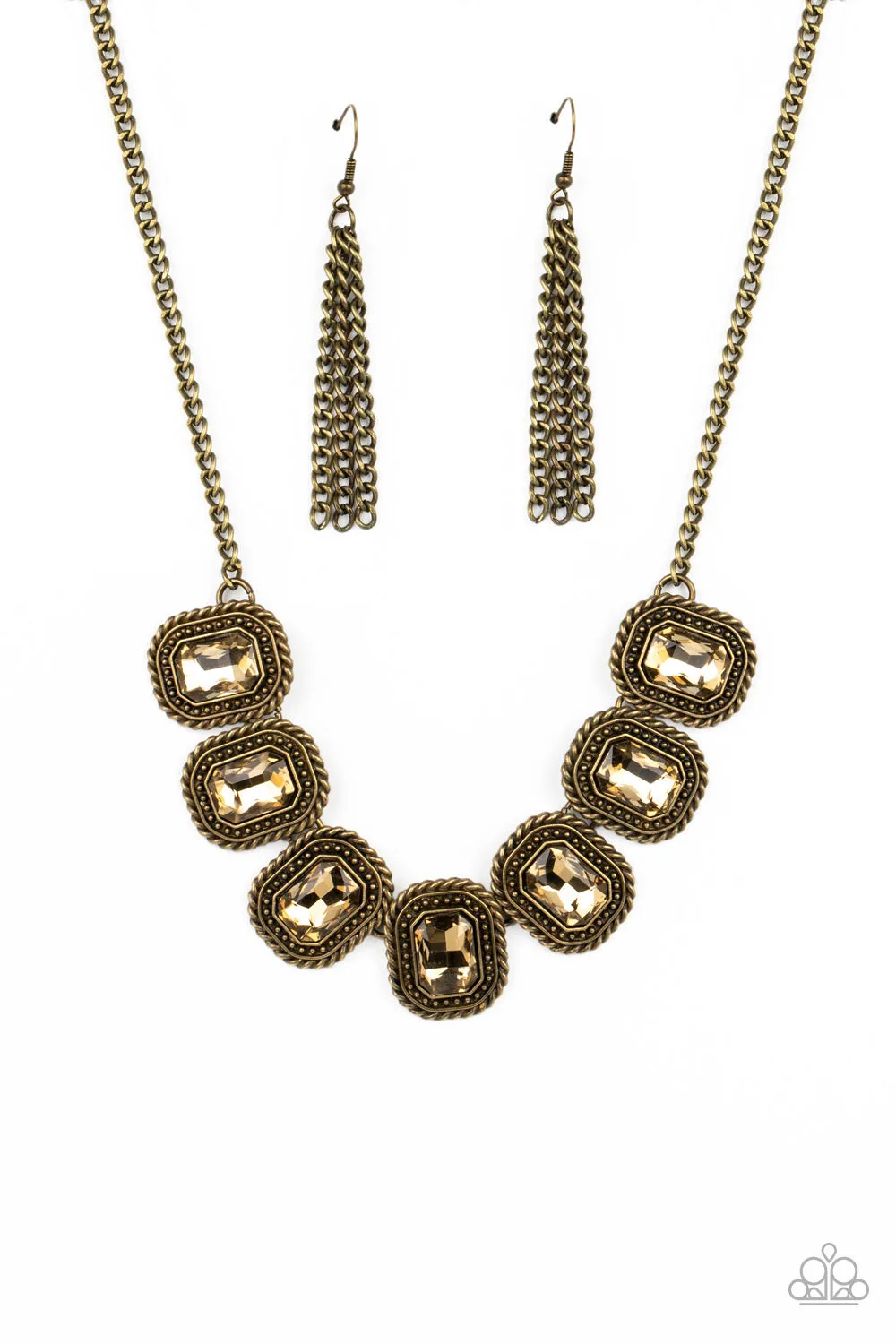 Iced Iron - Brass Necklace - Paparazzi Accessories