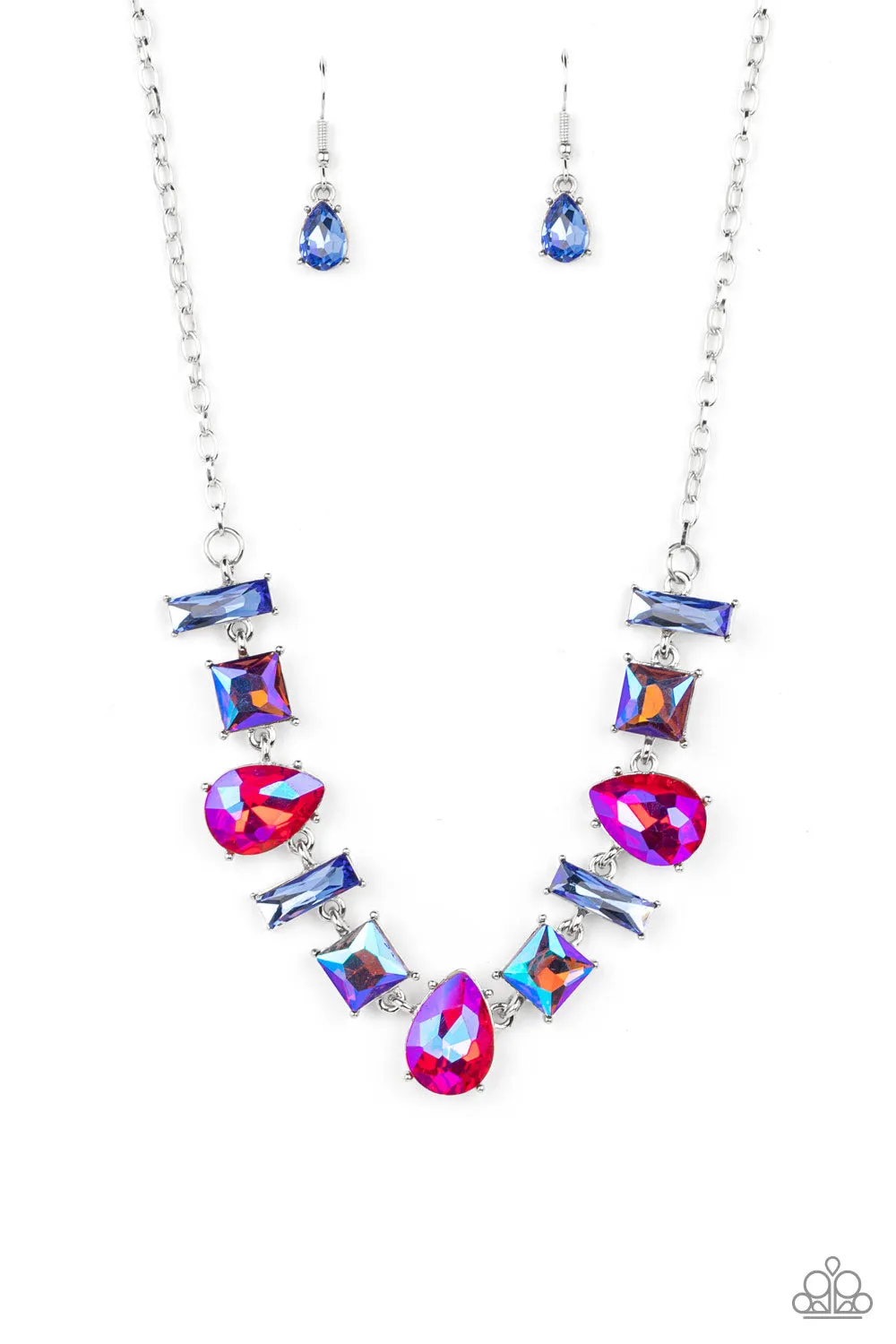 Interstellar Ice - Pink Oil Spilled Necklace - Paparazzi Accessories