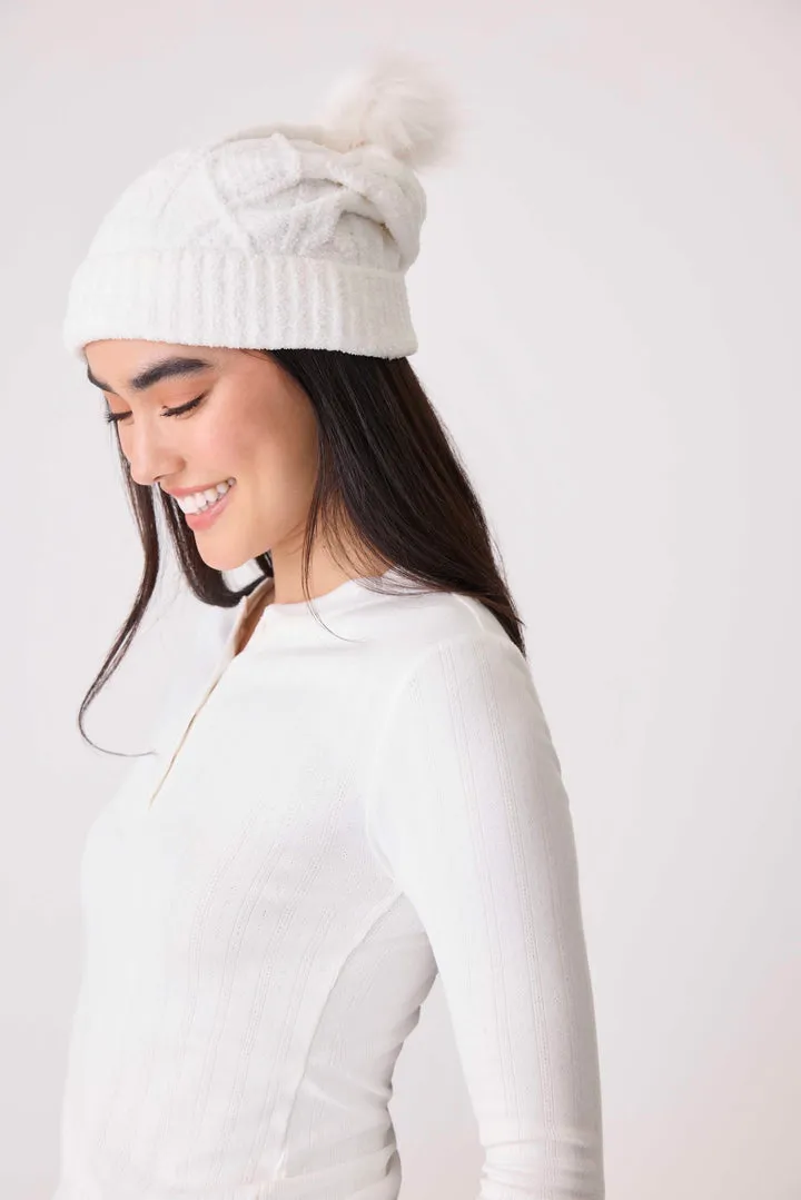 Ivory Chenille Cozy Cable Beanie