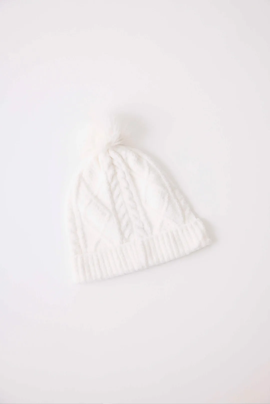 Ivory Chenille Cozy Cable Beanie