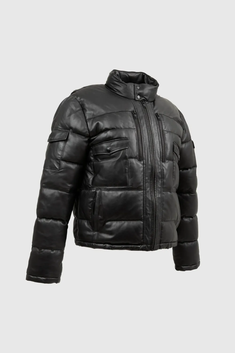 Jace Men's Puffer Leather Jacket (POS)