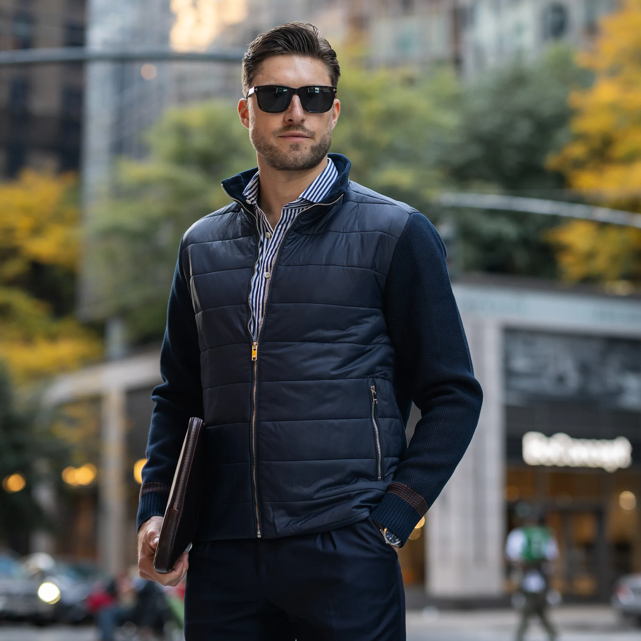 Jackson Knit Puffer Jacket Navy