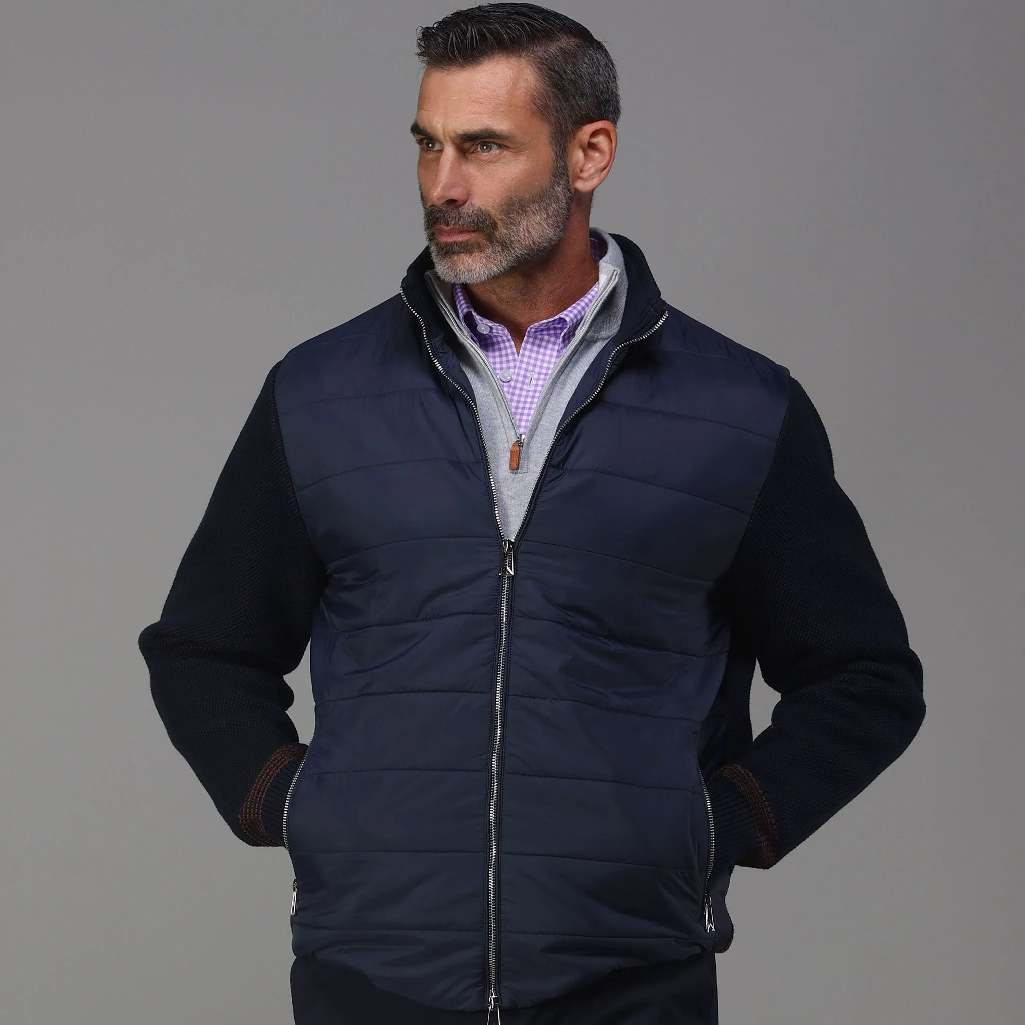 Jackson Knit Puffer Jacket Navy