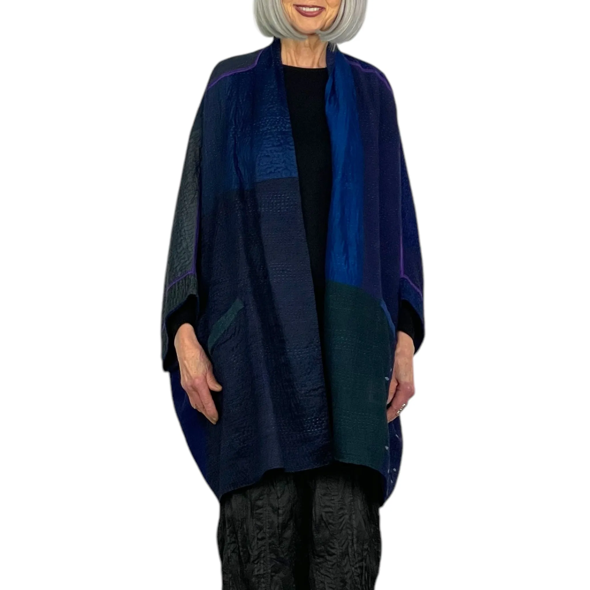 JAIPUR PATCH DOUBLE COLLAR PONCHO