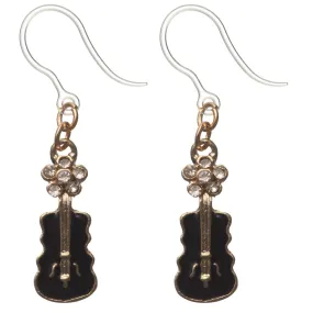 Jeweled Guitar Dangles Hypoallergenic Earrings for Sensitive Ears Made with Plastic Posts