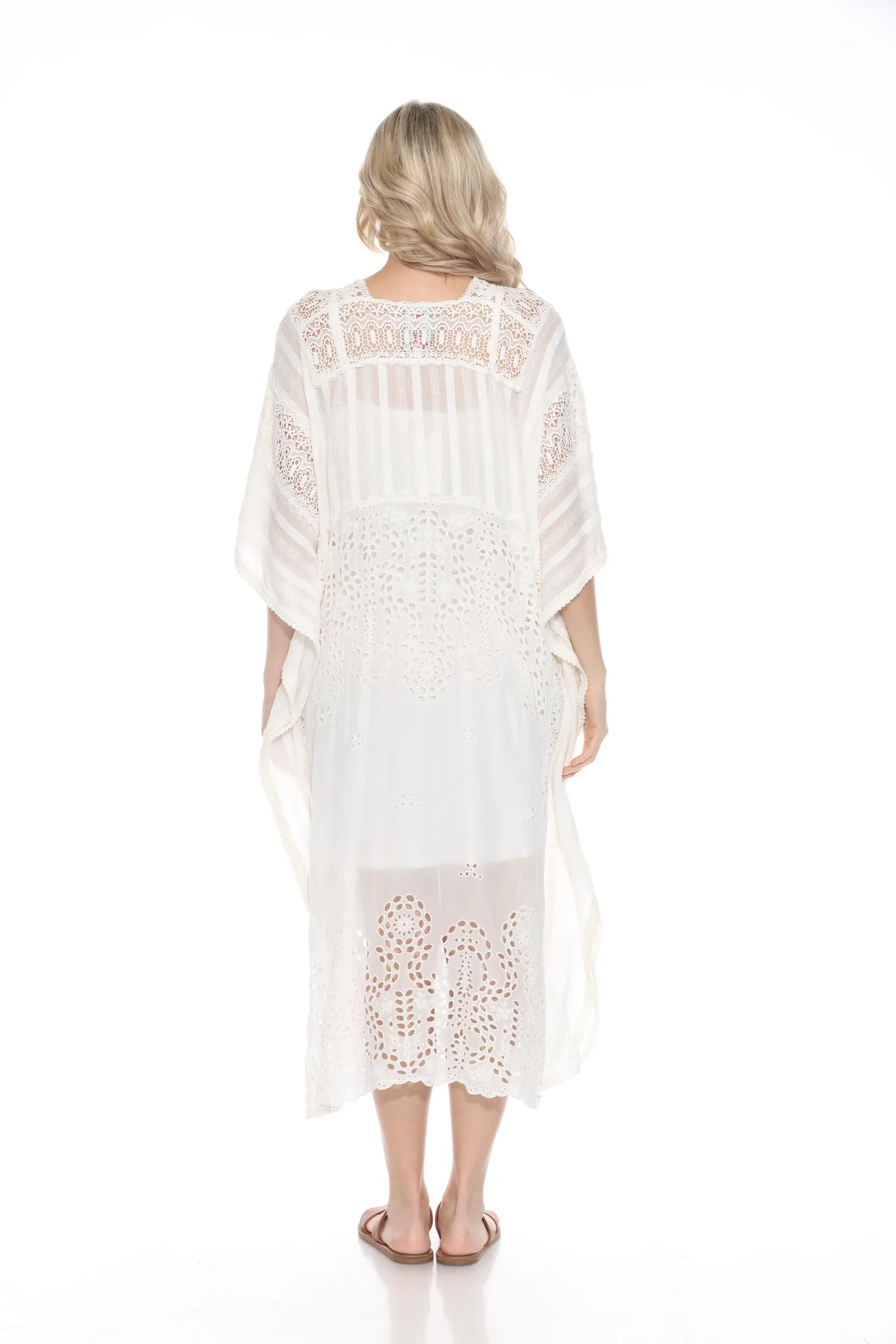 Johnny Was White Sandrina Lace Embroidered Poncho Dress C31323-E