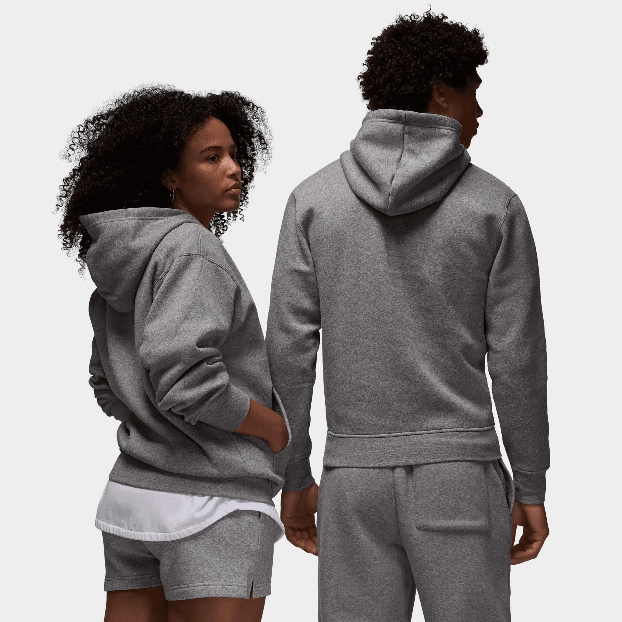 Jordan Brooklyn Fleece Pullover Hoodie Carbon Heather / White