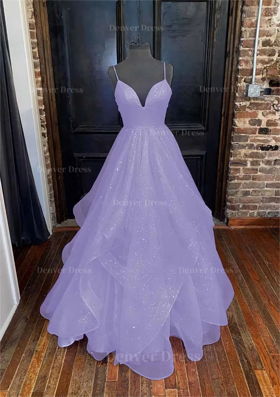 kamahe A-line Princess Sweetheart Sleeveless Long/Floor-Length Tulle Sparkling Prom Dress