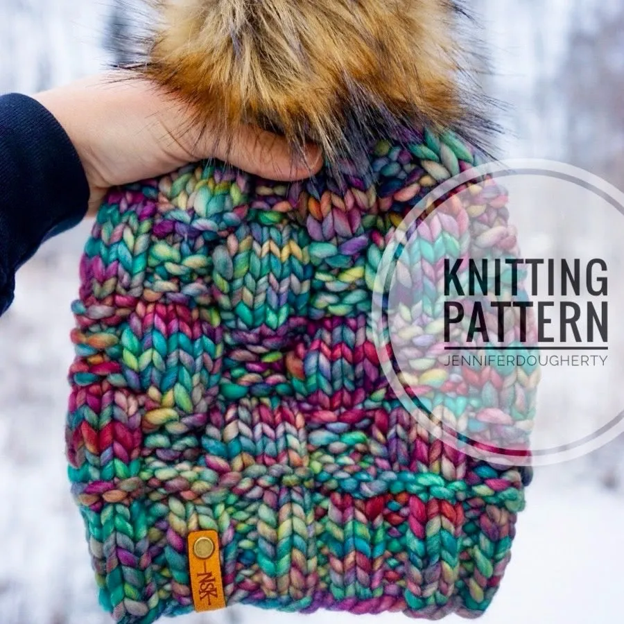 KNIT Pattern for Checkerboard Slouch | Knit Hat Pattern | Hat Knitting Pattern | DIY Written Knit Instructions