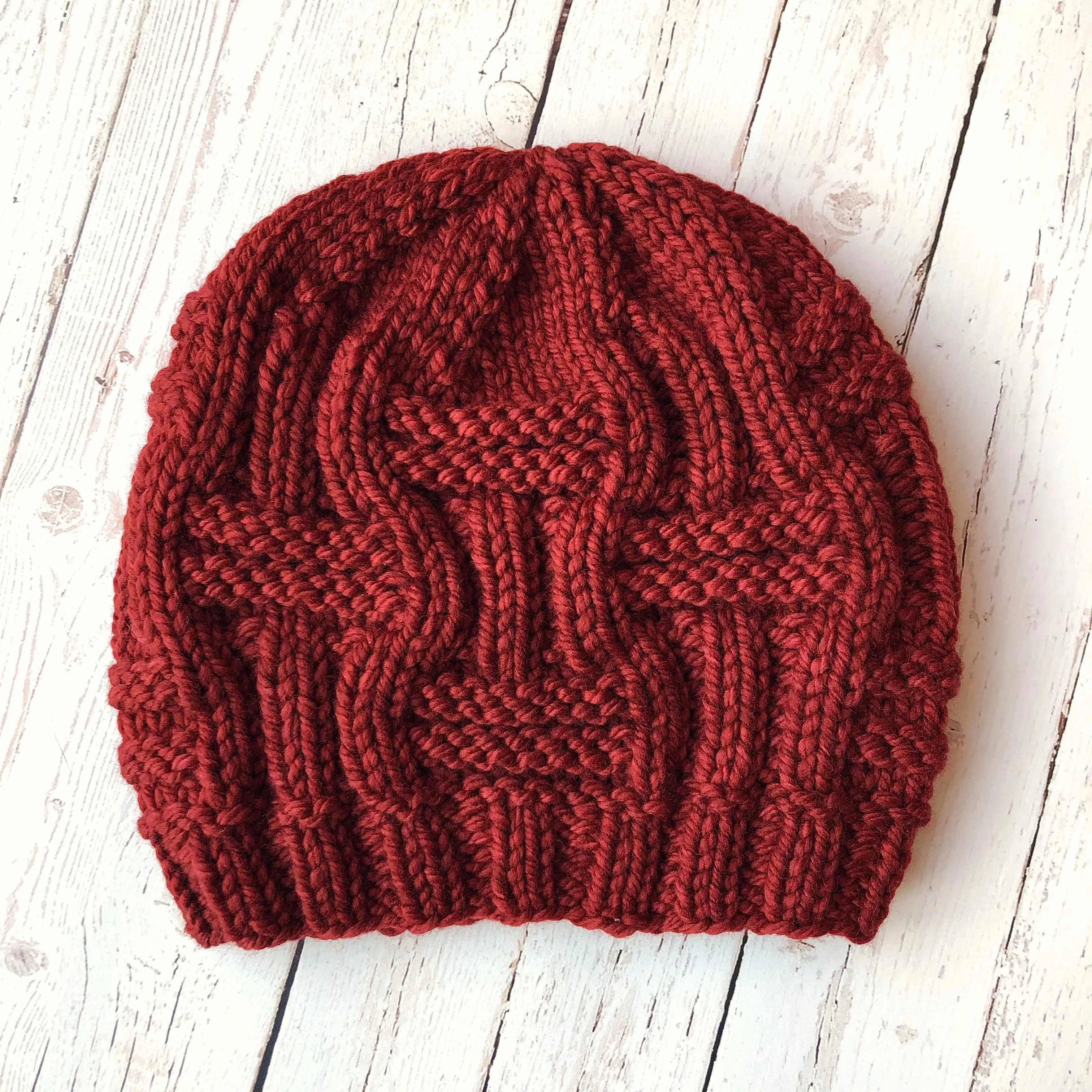 KNIT Pattern for Double Basket Weave Beanie | Knit Hat Pattern | Hat Knitting Pattern | DIY Written Knit Instructions