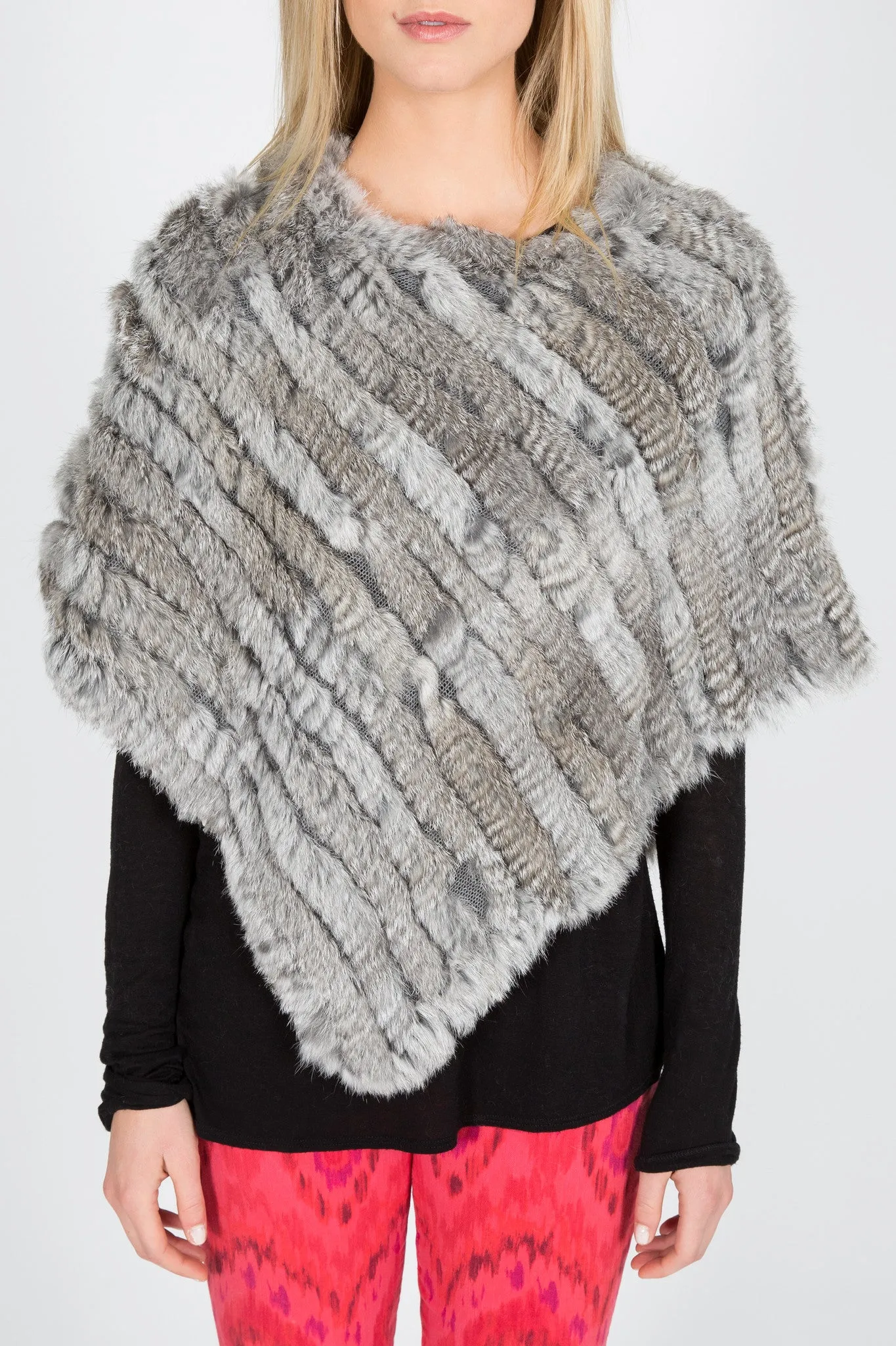 Knitted Rabbit Fur Poncho