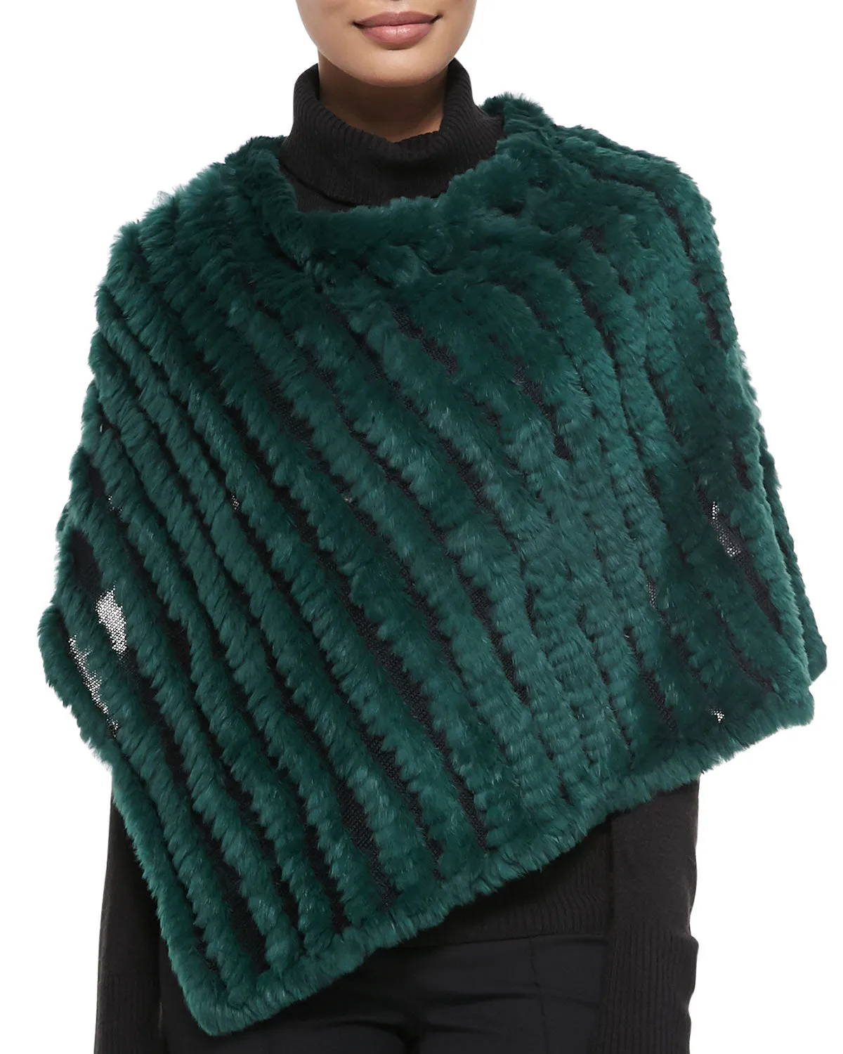 Knitted Rabbit Fur Poncho