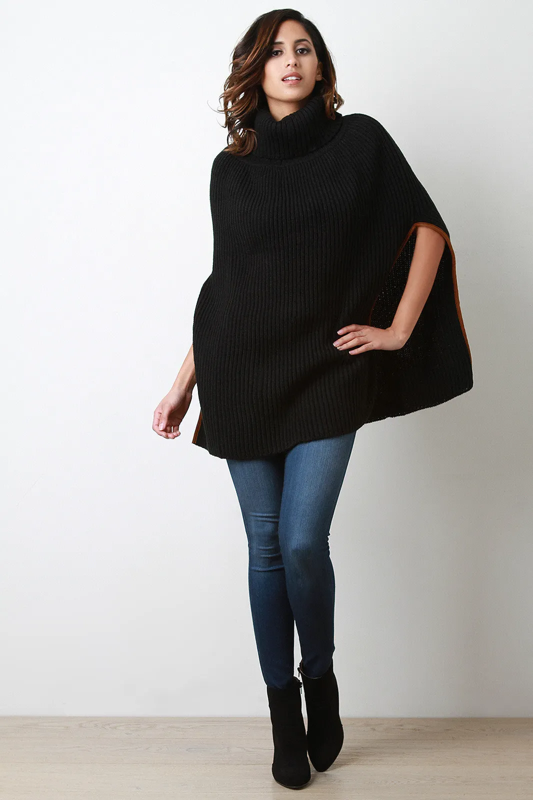 Knitted Turtle Neck Poncho