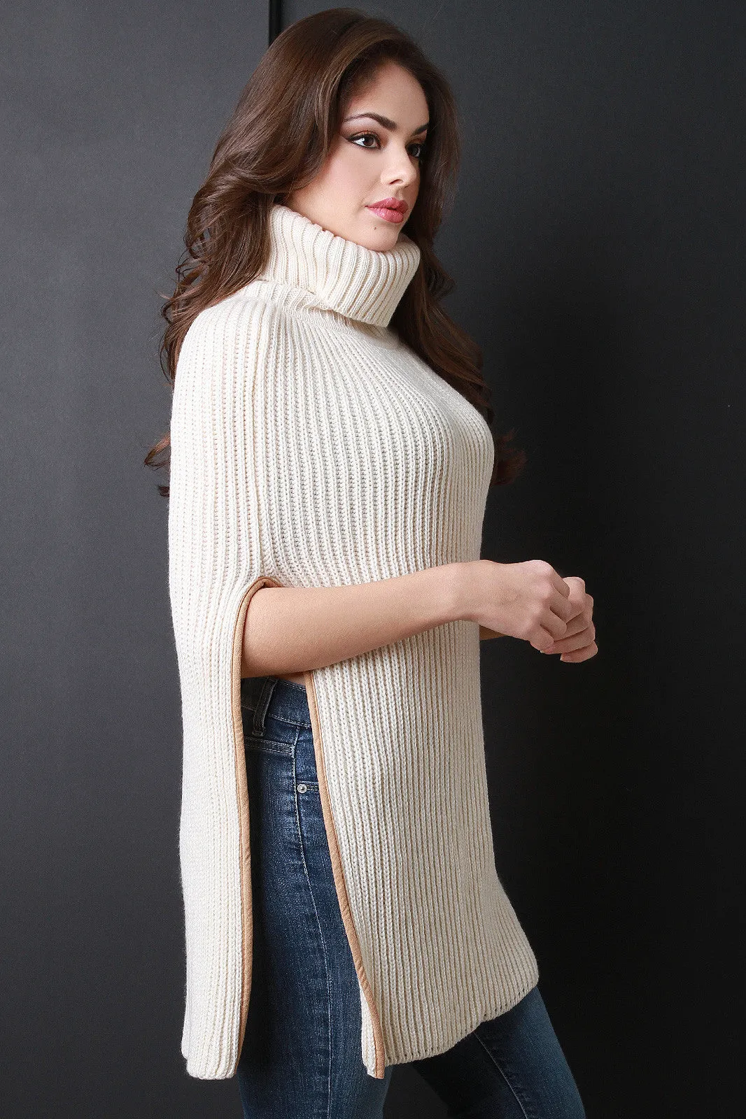 Knitted Turtle Neck Poncho