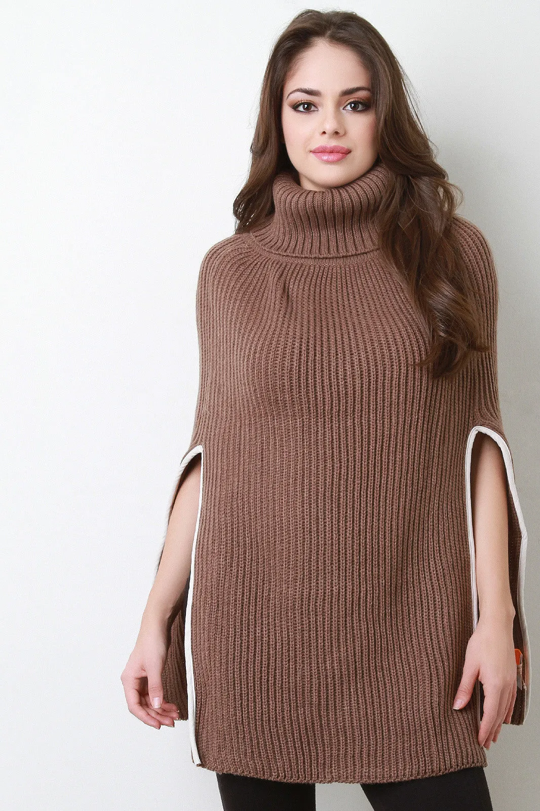 Knitted Turtle Neck Poncho