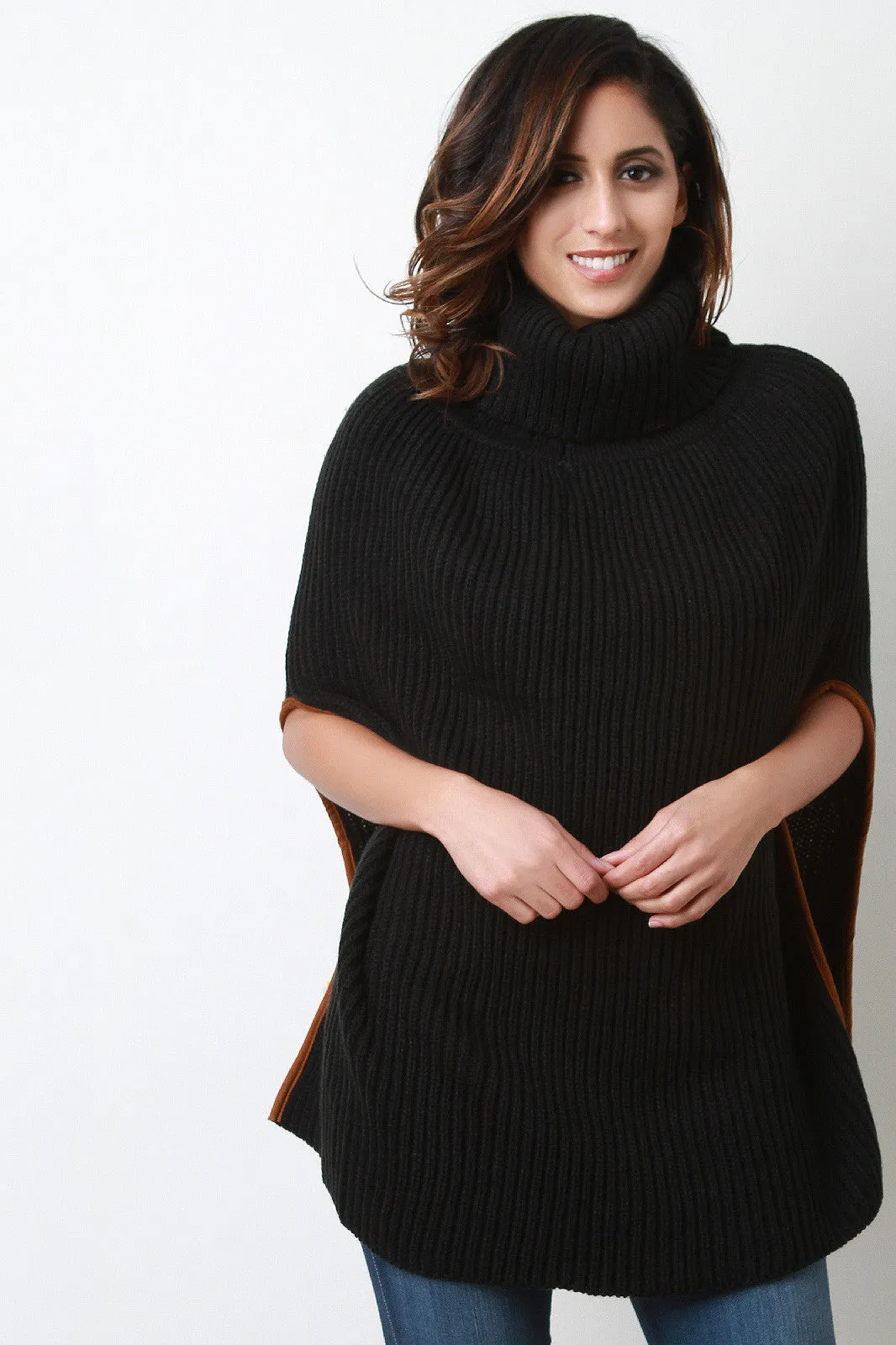 Knitted Turtle Neck Poncho