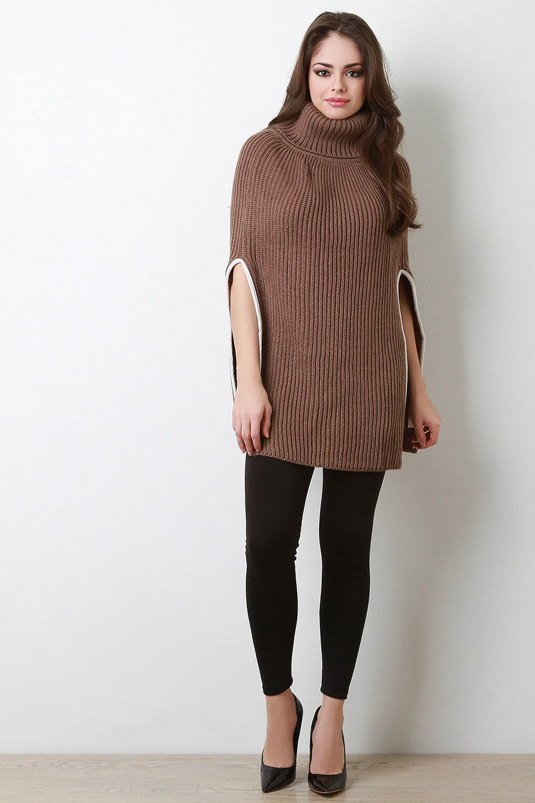 Knitted Turtle Neck Poncho