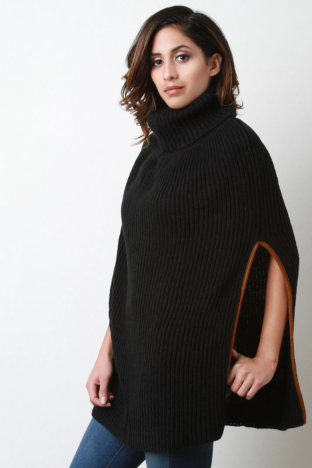 Knitted Turtle Neck Poncho