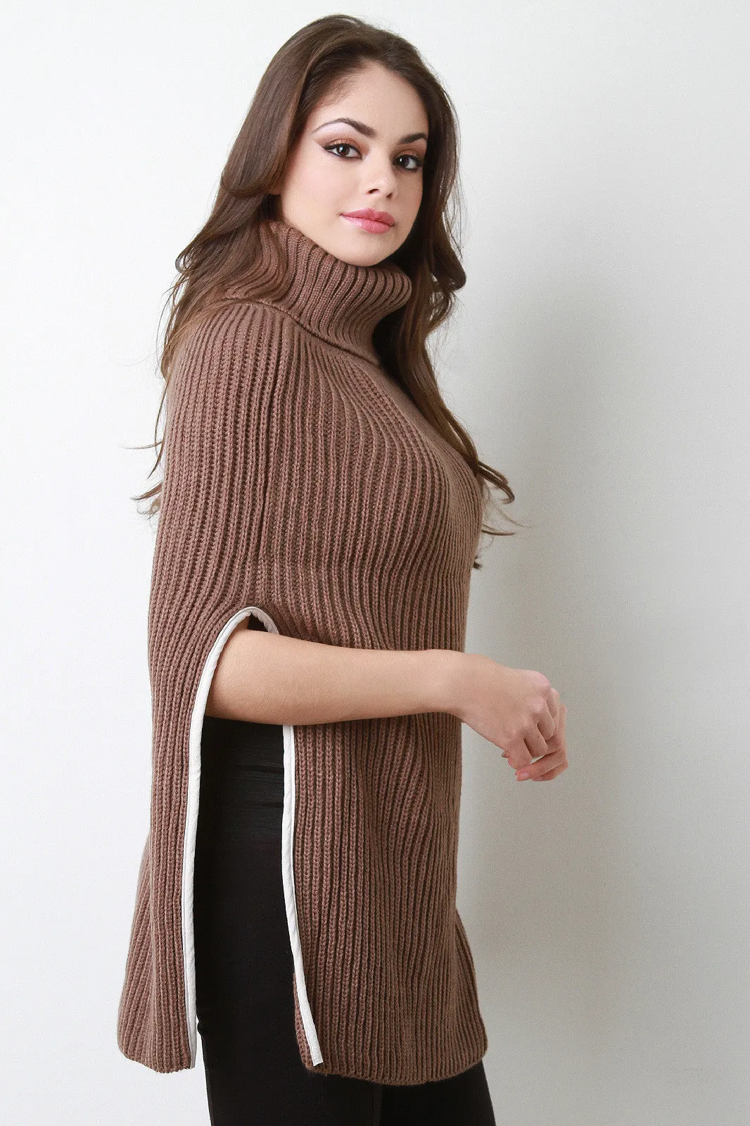 Knitted Turtle Neck Poncho