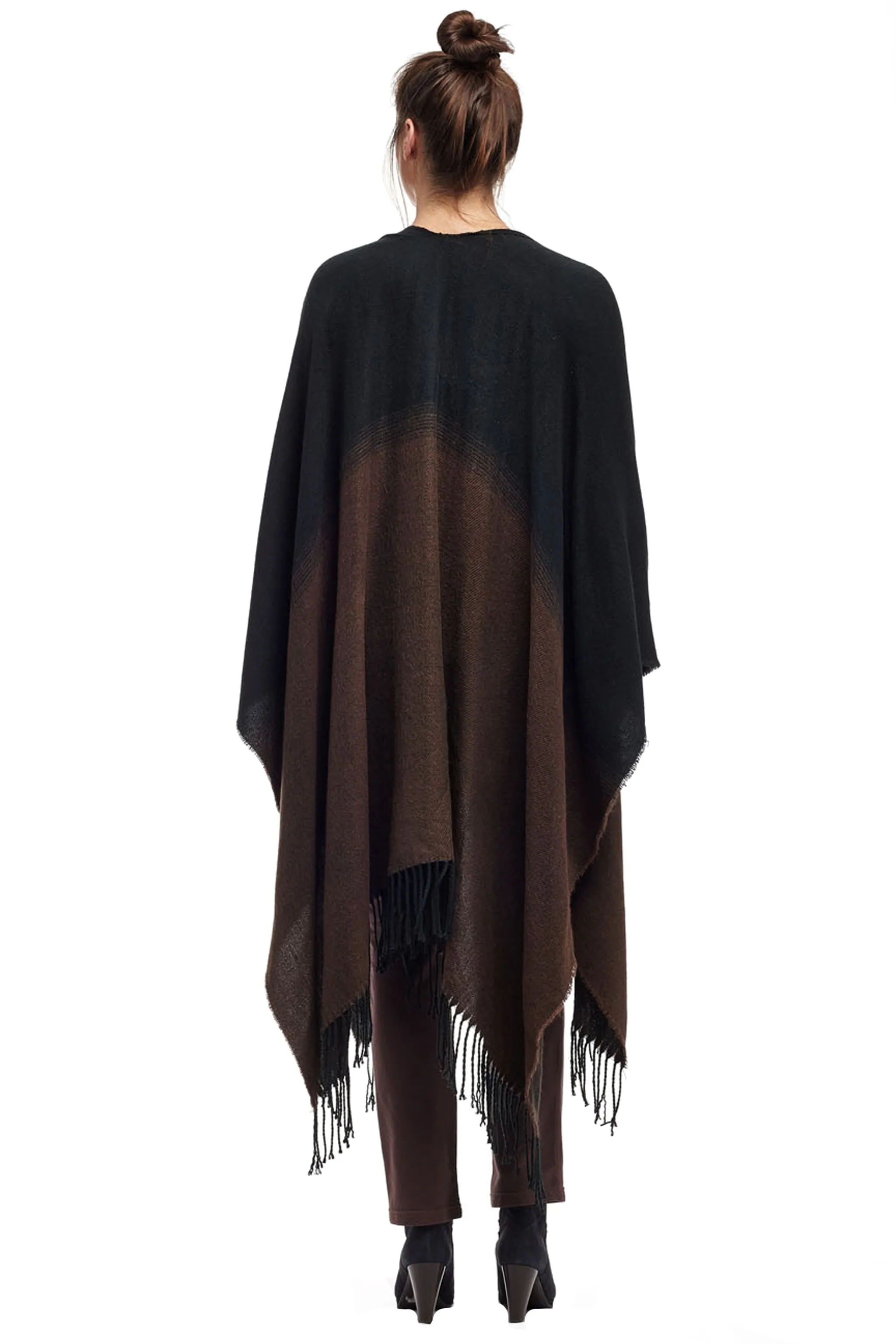 La Cera Ombre Split Poncho Shawl