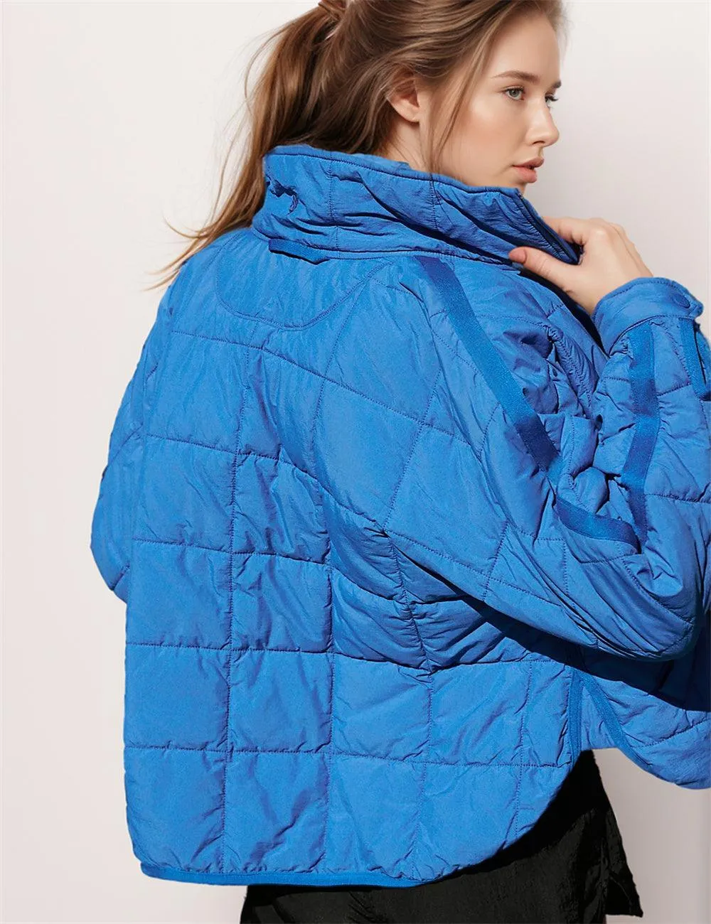 Ladies Soild Color Zip-Up Puffer Jacket SKT606