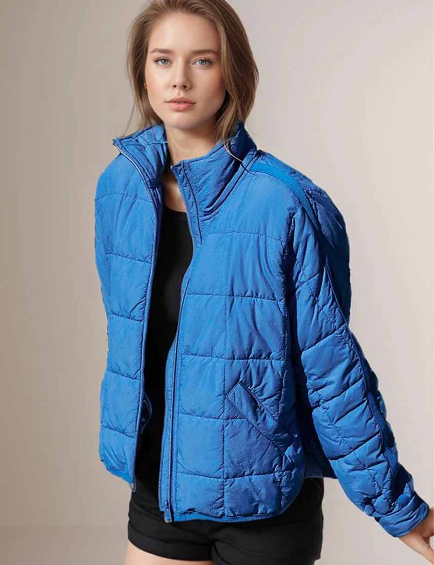 Ladies Soild Color Zip-Up Puffer Jacket SKT606