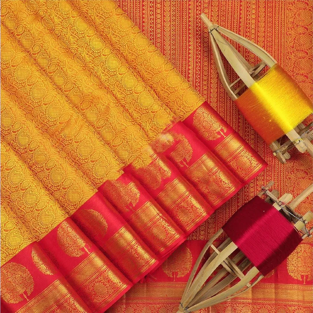 Lassitude Yellow Soft Banarasi Silk Saree With Flattering Blouse Piece