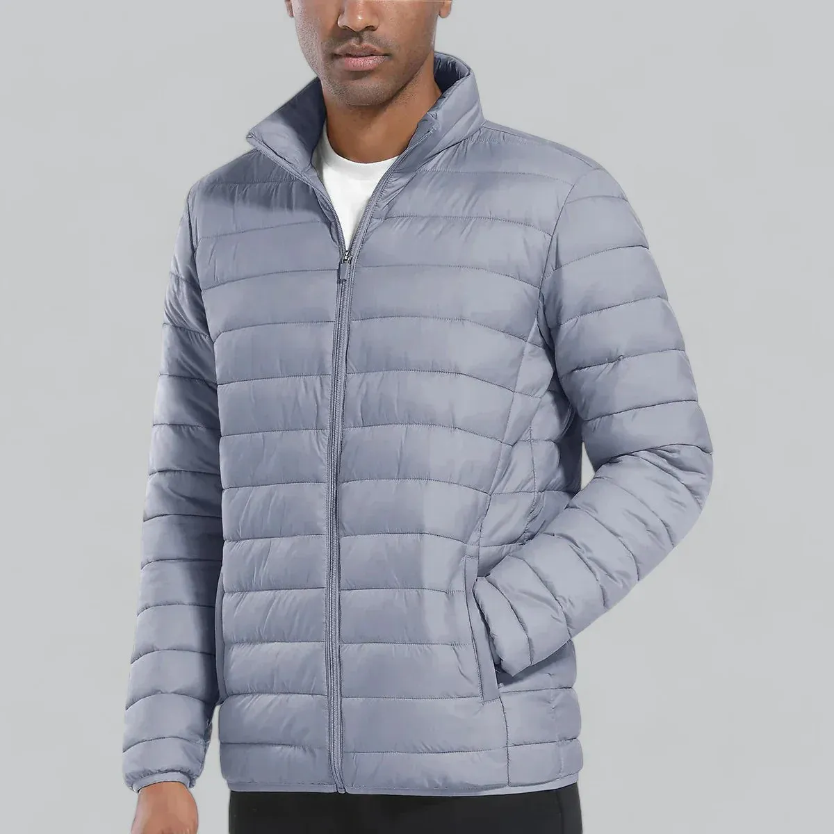 Lightweight Men's Puffer Jacket with Zipper Front