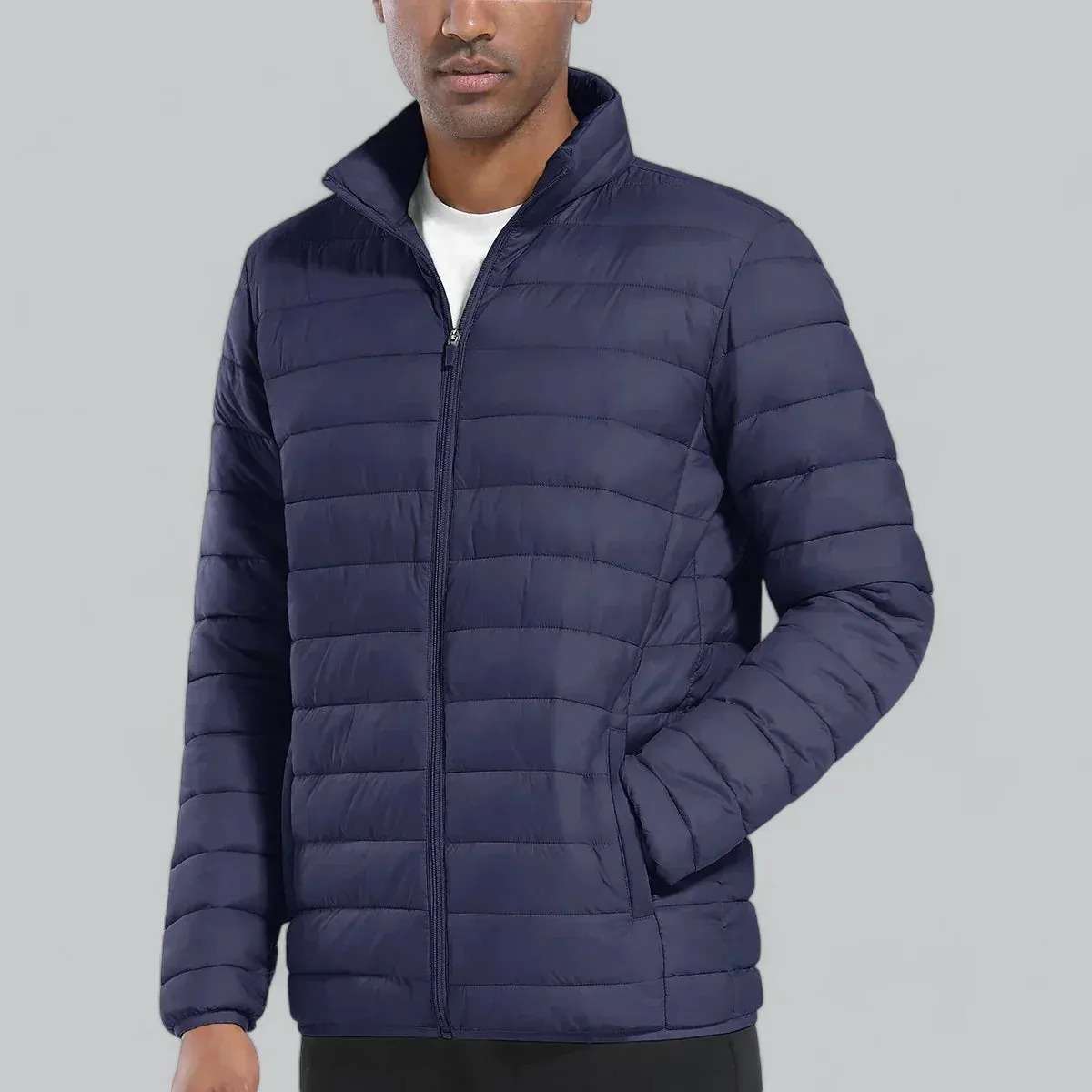 Lightweight Men's Puffer Jacket with Zipper Front