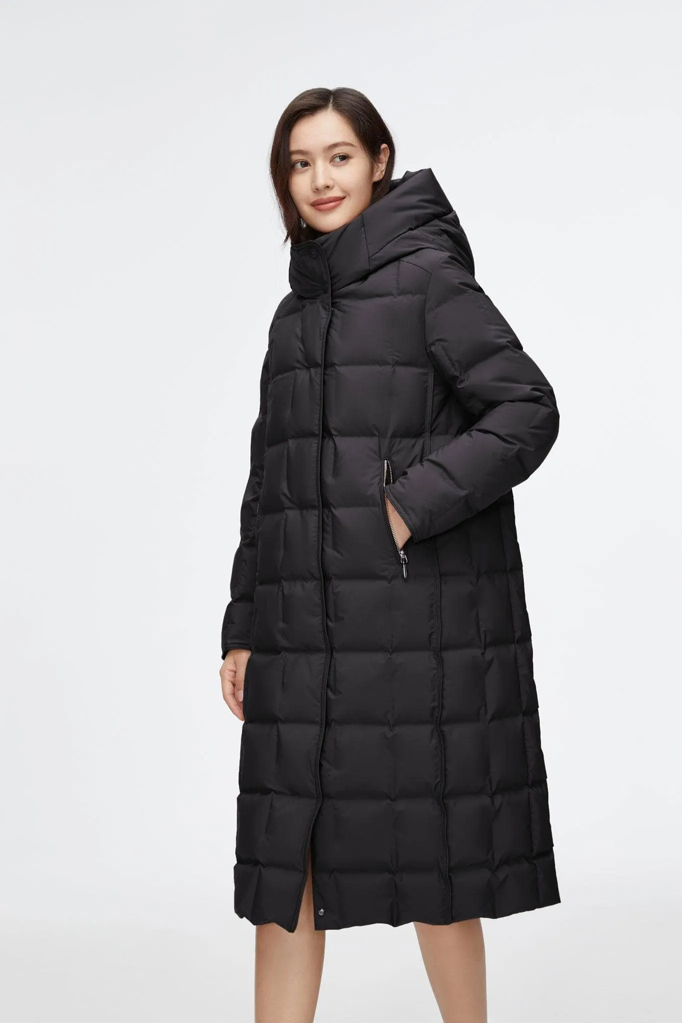 Long Wrap Goose Down Coat