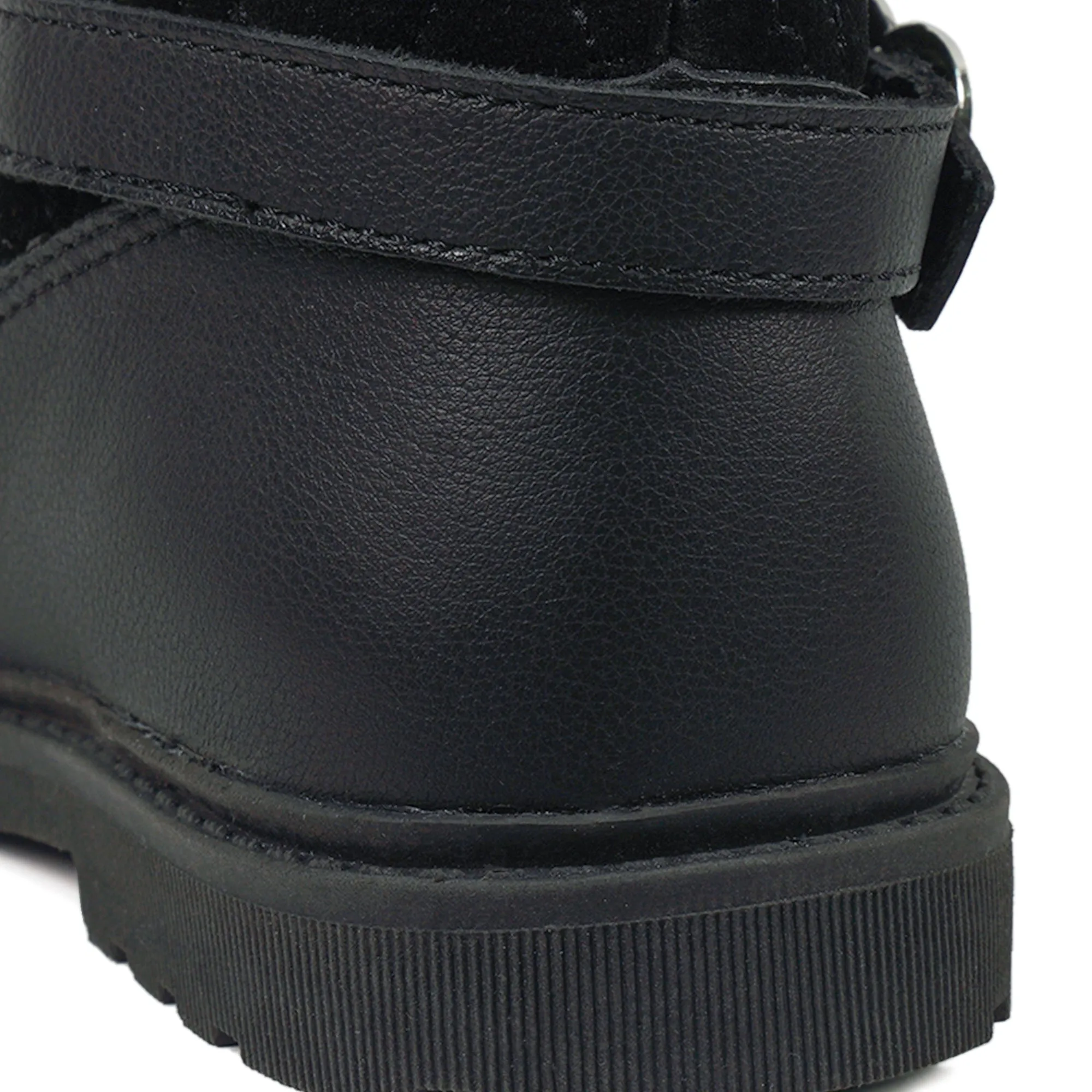 LUMI - Girls' Black Leather & Suede Fur Boots