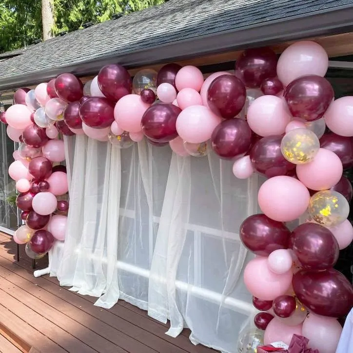 Maroon & Gold Confetti Balloon Garland Kit